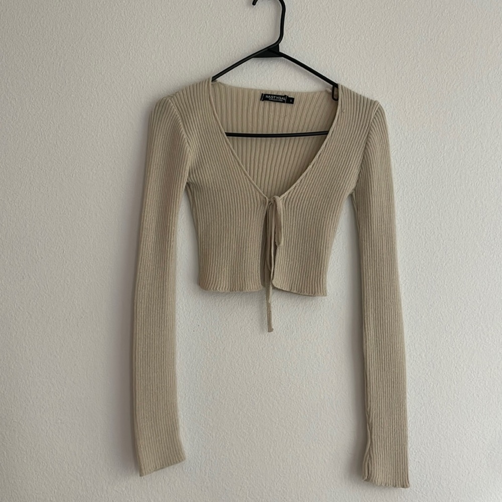 NASTY GAL Knit Longsleeve Top - Tan